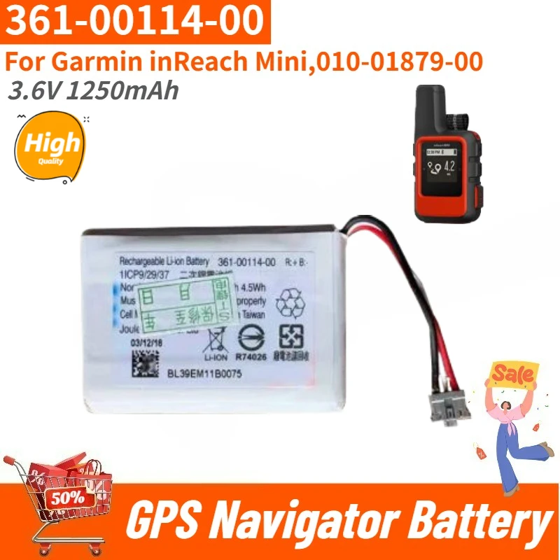 

361-00114-00 High Quality GPS Navigator Battery 3.6V 1250mAh for Garmin inReach Mini 010-01879-00 Brand New Replacement Battery