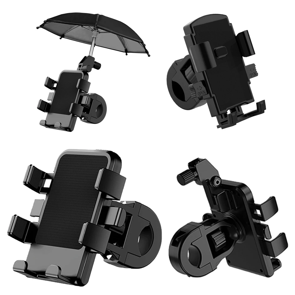 

Bike Mount Mobile Phone Holder With Sun Umbrella Rainproof Shockproof Sunshade Motorcycle Rear View Mirror Phone Stand