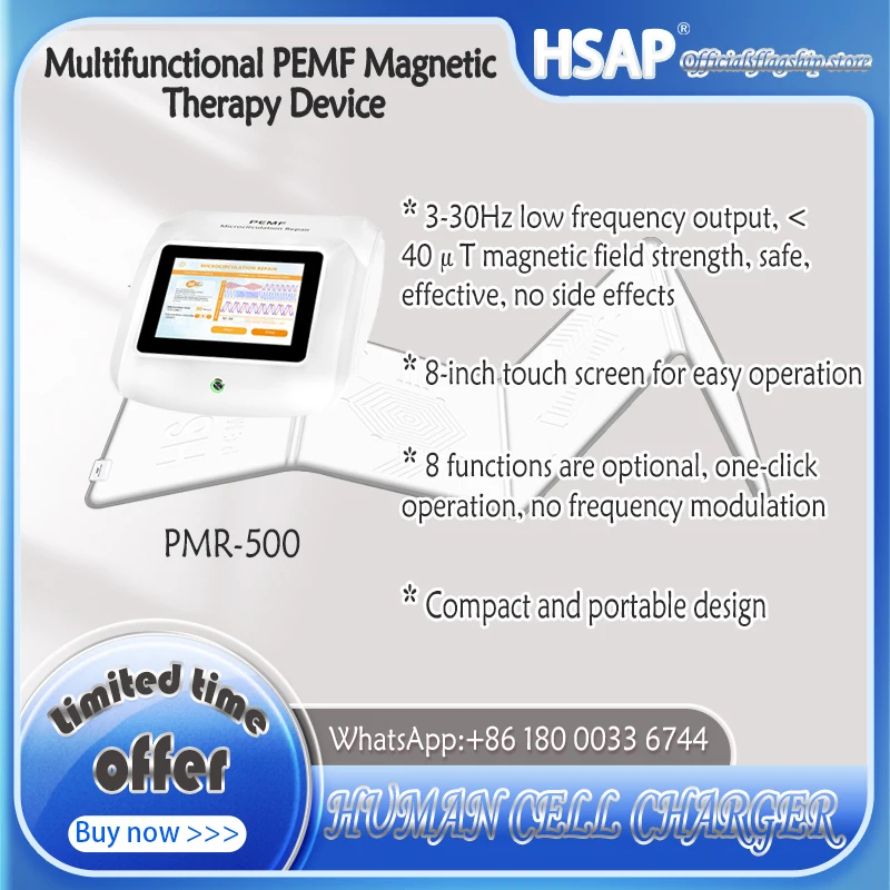 Dispositivo de terapia magnética multifuncional PEMF, máquina portátil para aliviar el dolor del cuerpo humano, mejora el agregado de las células sanguíneas rojas