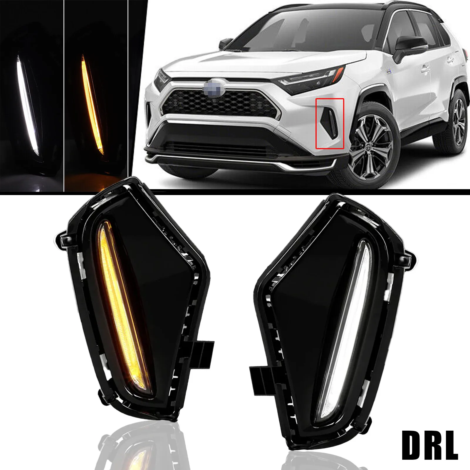 

For 2019-2025 Toyota RAV4 Dual Color Fog Light DRL Signal Lamp W/Turn Signal