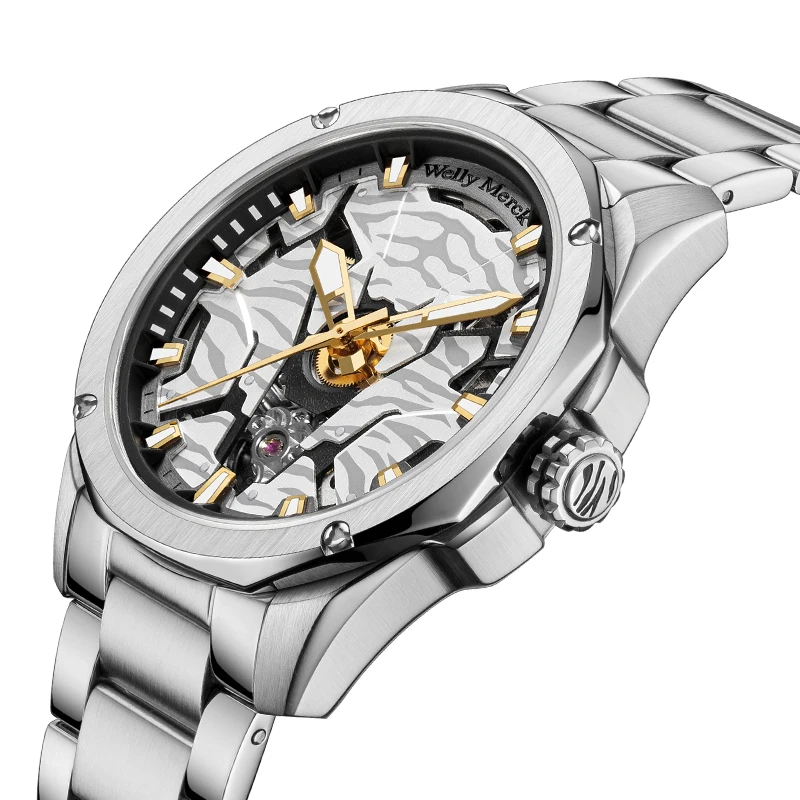 Orologio WM Orologi meccanici automatici Orologio da uomo d'affari classico casual resistente all'acqua Orologio Welly Merck WM075M