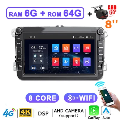 2DIN autoradio Android 15 Auto Wireless Carplay 7 "8" 9'' multimediascherm voor Volkswagen VW Passat Golf Polo Jetta Skoda Seat