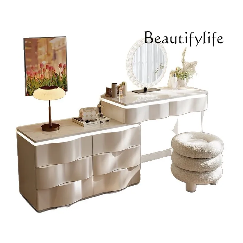 

Luxury Dressing Table Girl Vanity Table Mirror White Aesthetic Beauty Salon Dresser Drawers Bedroom Mesa Tocador Home Furniture
