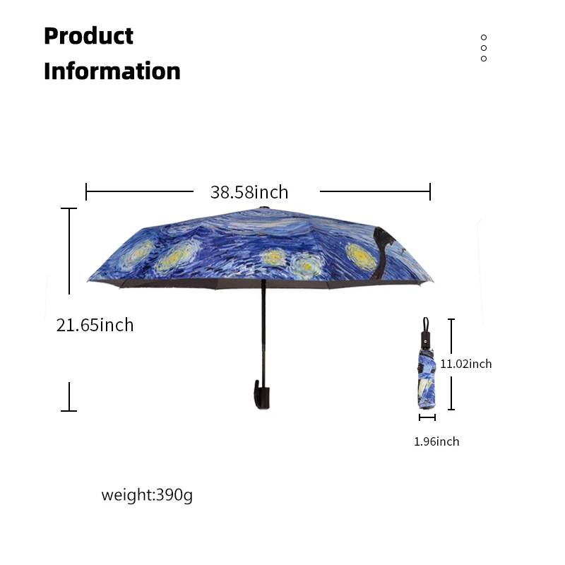 Small Fresh Umbrella Oil Painting Automatic folding Umbrella，umbrella for women men，Umbrella male，wind and water resistant