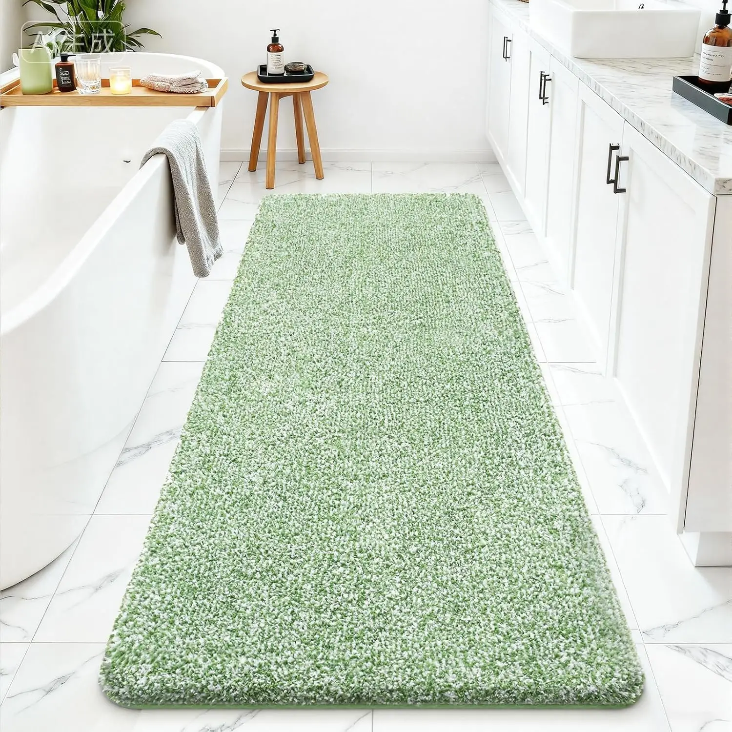 

Bathroom Runner Rugs 24x60, Super Absorbent Microfiber Large Bath Mat, Non-Slip Long Shower Rug with TPR Backing, Thick
