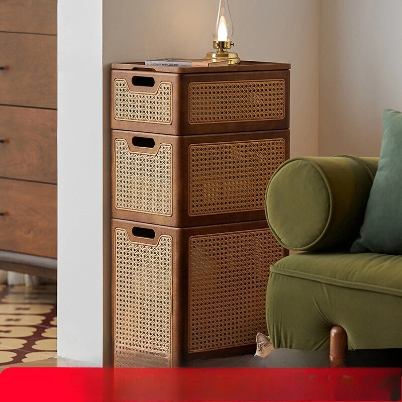 

Rattan with lid storage box household large capacity space saving seasonal storage box clothes toy finishing box
