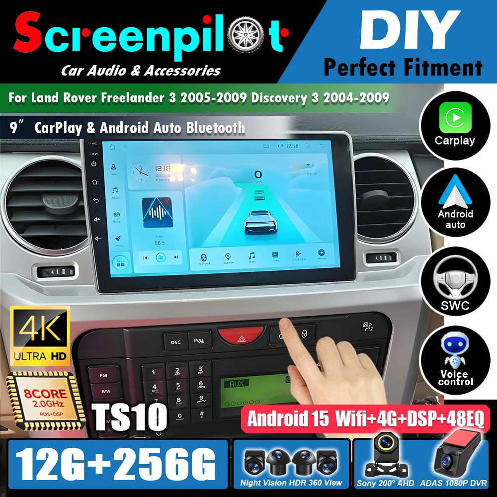 Android 16 para Land Rover Freelander 3 2005-2009 Discovery 3 2004-2009 Reproductor Multimedia Inalámbrico Carplay Android Auto