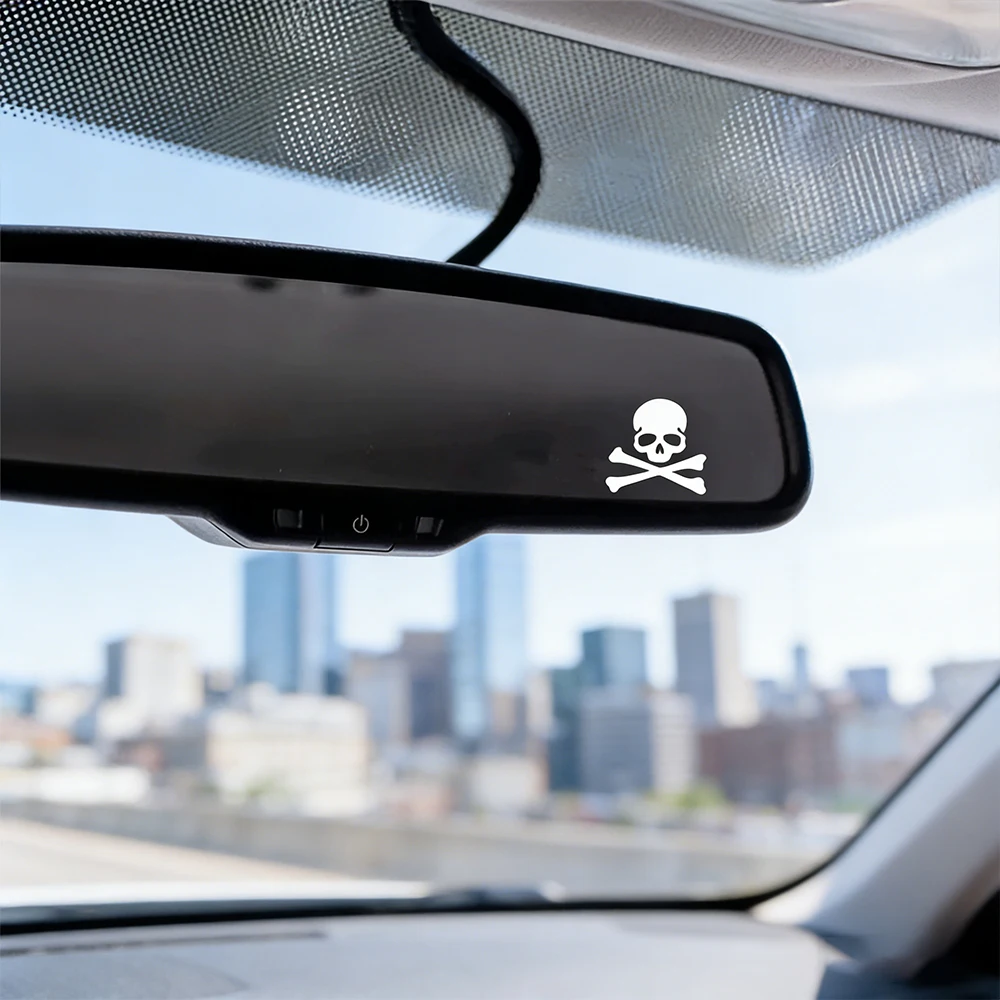 2PCS/SET Vehicle Mirror Personalization Car Motorcycle Stickers Upgrade Your Car with a Skull and Crossbones Decal image 5