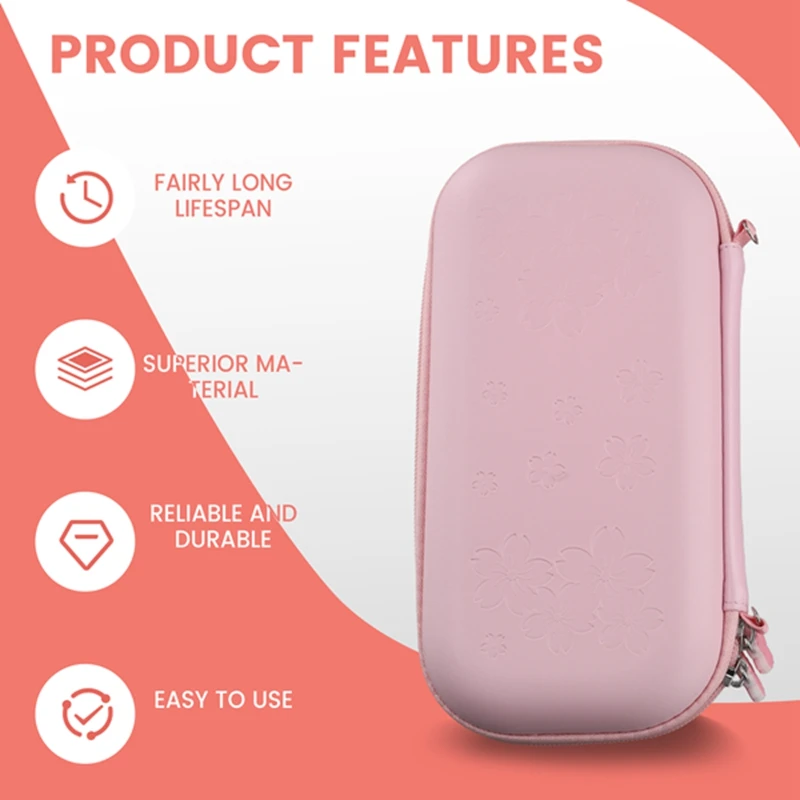 A73E-Pink Carrying Case Compatible With Nintendo Switch Lite, Portable Nintendo Switch Lite Bag For Switch Lite With Storage