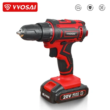 VVOSAI New 20V Cordless Drill Electric Screwdriver Mini Wireless Electric Screwdriver DC Lithium-ion Battery 3/8-inch 2 Speed ​​Power Tool