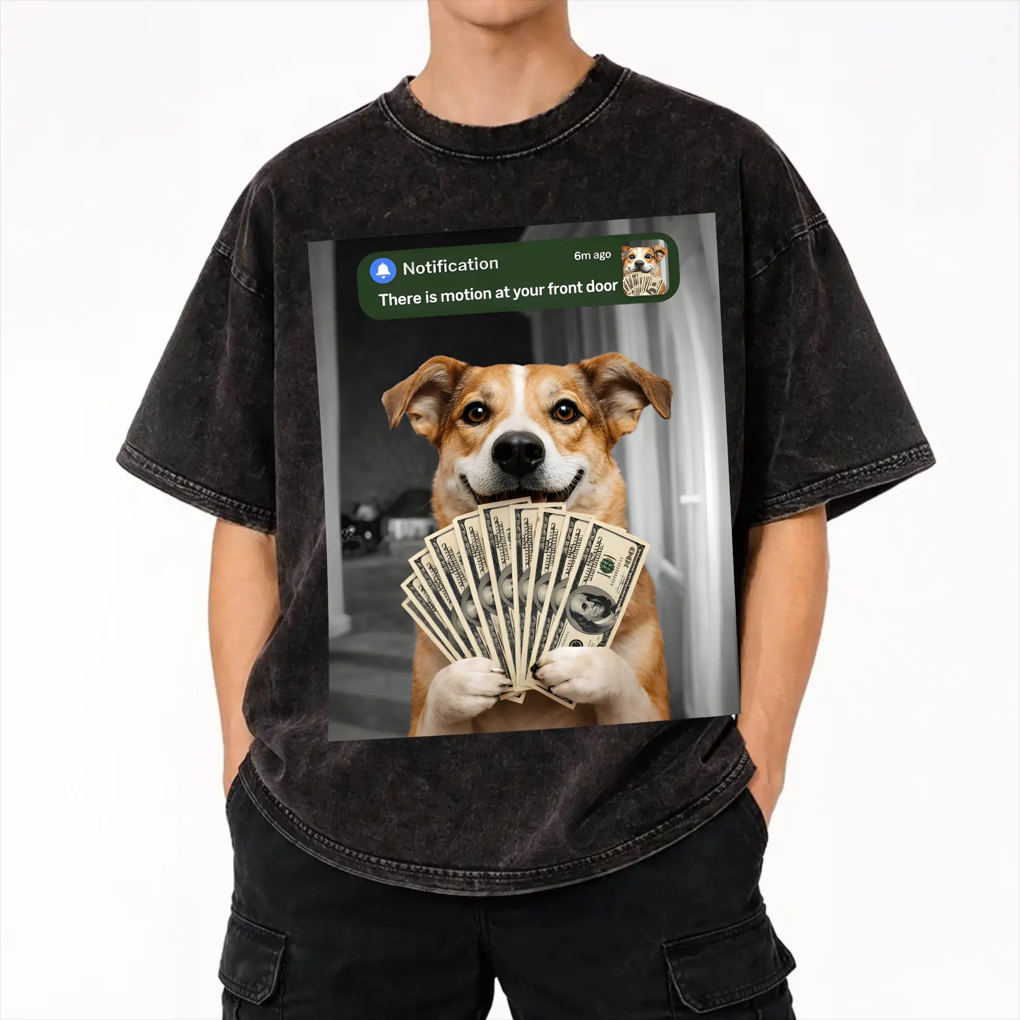 Summer Funny Dog There is Motion at Your Front Door  Washed Shirt Merch Oversize T-Shirt  for Men Women Tees