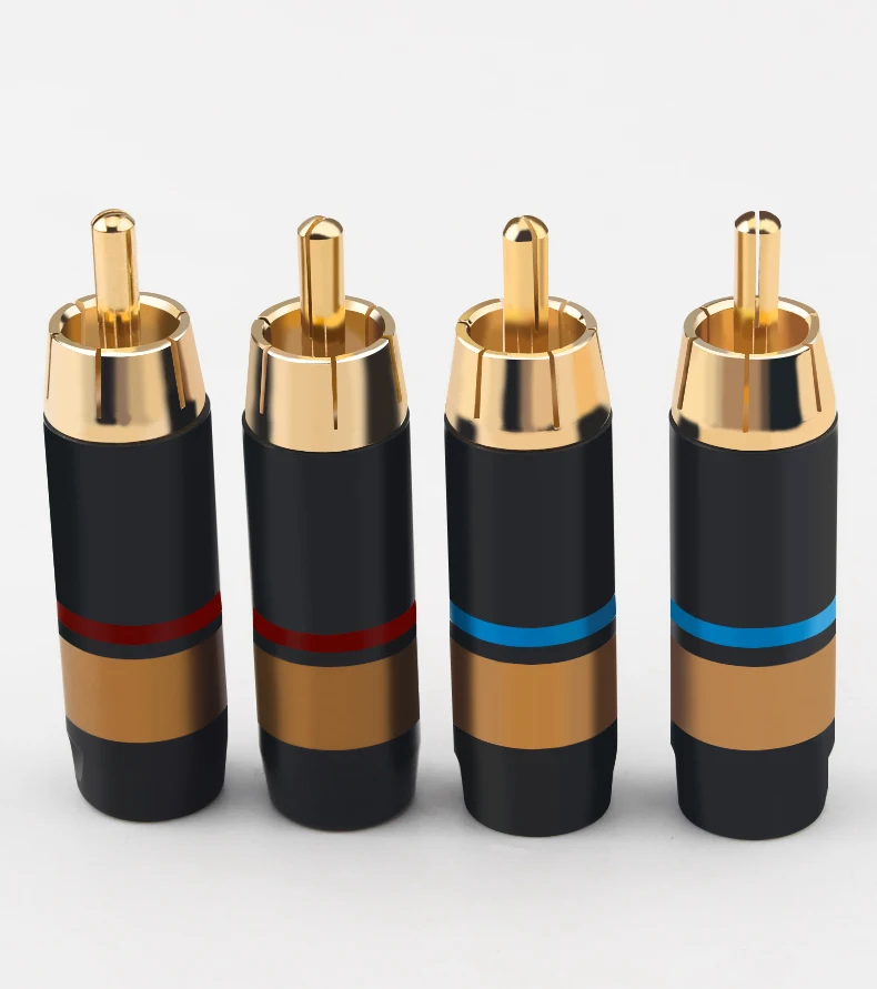 

new XS-R08 4pcs/8pcs pure copper gold-plated RCA lotus plug coaxial cable signal cable to power amplifier accessories