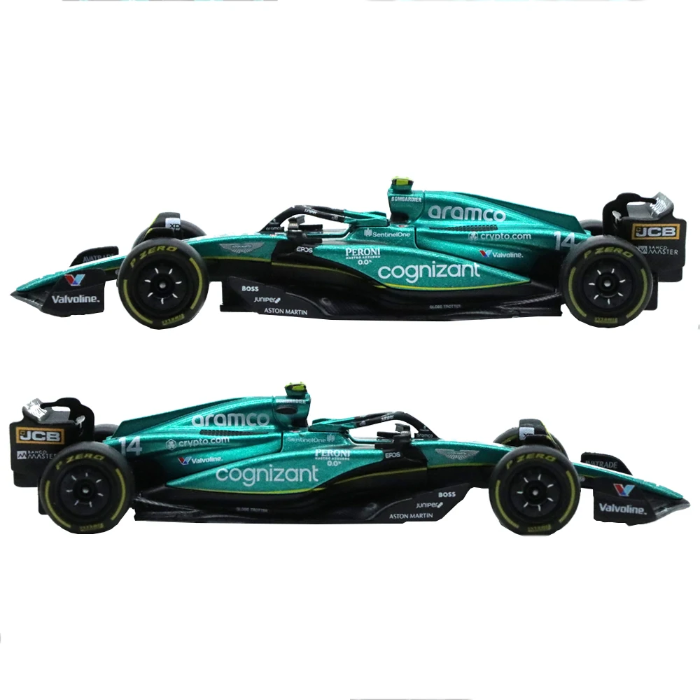 Bburago 1:43 2023 F1 Aston Martin Aramco F1 Team AMR23 # 14 Fernando # 18-punktowy model wyścigowy ze stopu odlewany model zabawki dla dorosłych