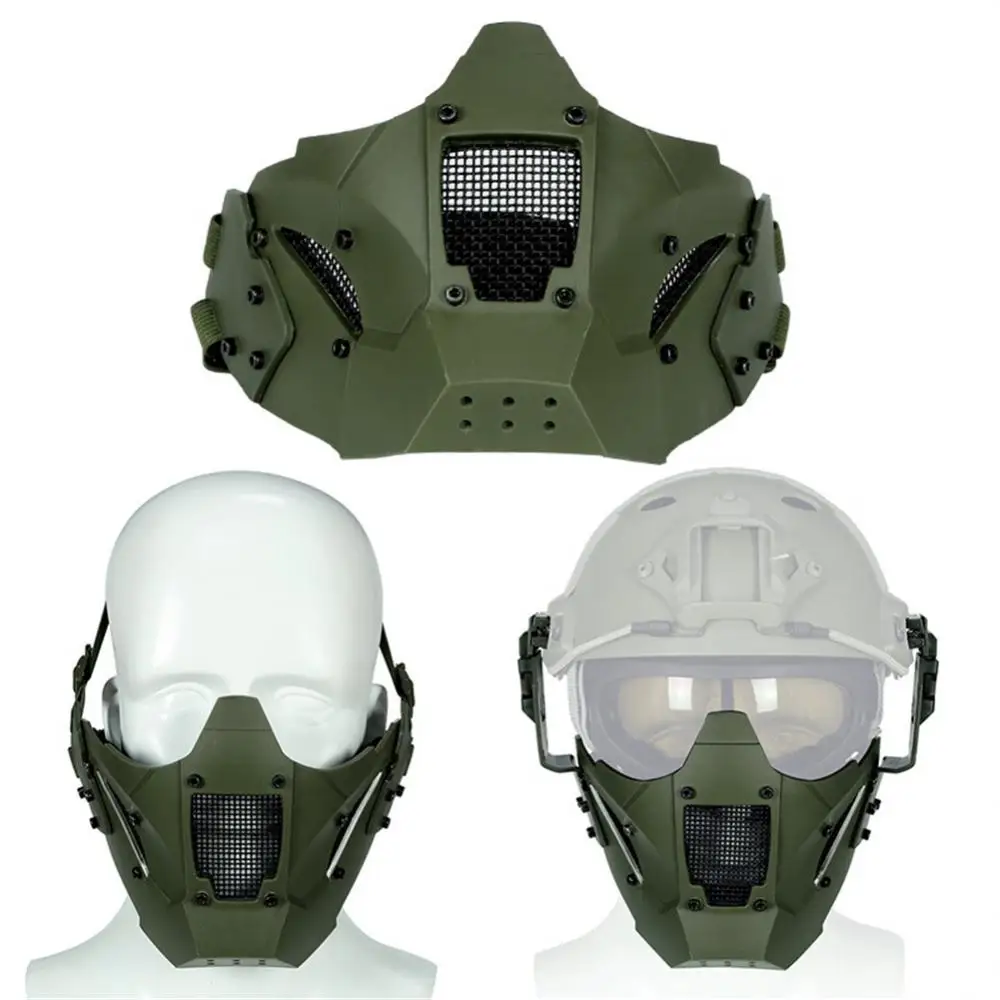 Tactical Mask Paintball Wosport Tactical Iron Mask Half Face Iron Warrior Steel Mesh Masks Double Strap Protective Face Cover