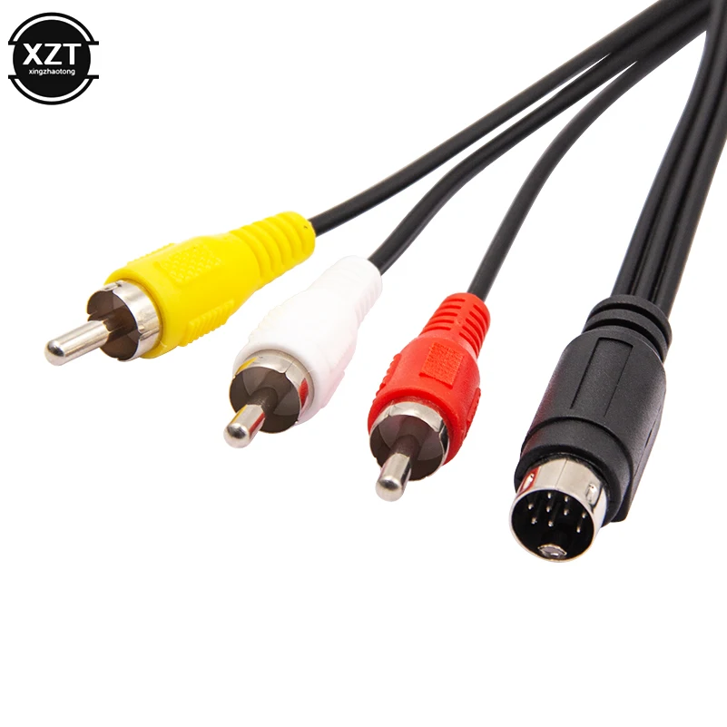 1.8M 3RCA do 9 pinów niklowych kabel do gry wtyczka powlekana dla Sega Genesis 2 3 II III przewód połączeniowy AV RCA kabel audio-wideo