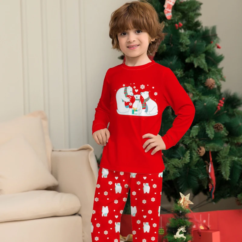 Christmas Pajamas Family Matching Clothes Set 2025 Xmas Bear Adult Father Mother Kids Family Look Dad Mom Daughter Son Pyjamas