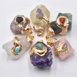 Wholesale 6pcs/lot fashion good quality natural stone rose quatrz Amethysts Irregular pendants for jewelry accessories making