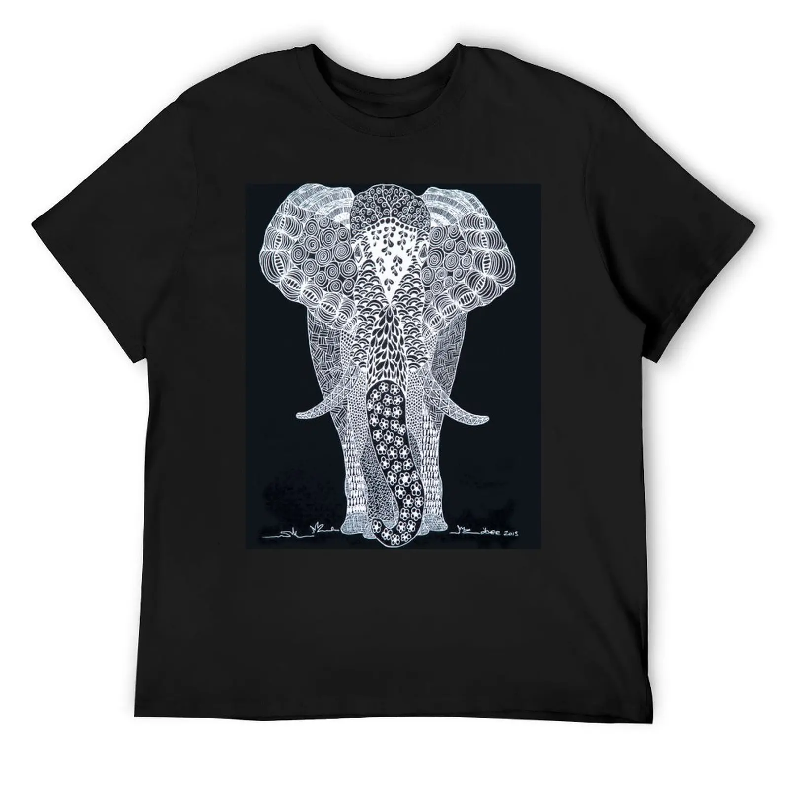 Black and White Doodle Elephant T-Shirt vintage anime shirt customs design your own men t shirts