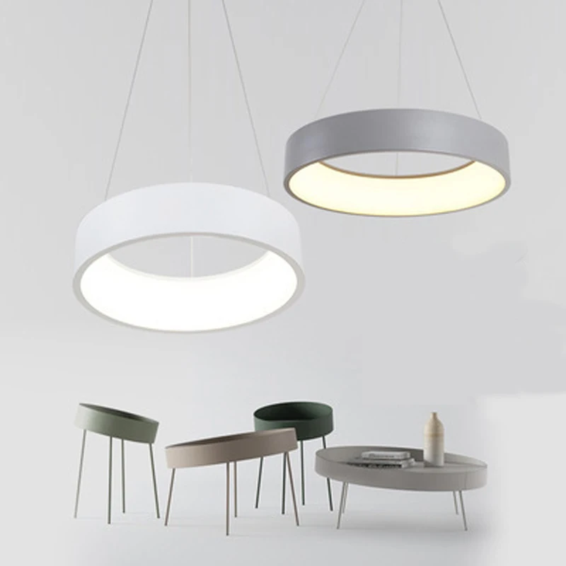 

Stylish Postmodern Simple Round Dining Room Office Thickened Hollow Gray Pendant Light