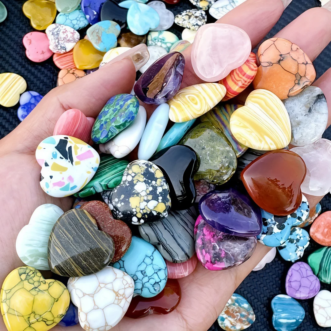 10/20/30PCS Heart Shape LOVE 20MM Natural Crystal Amethyst Agate Irregular Mineral Healing Stone Gravel Specimen Home Decoration