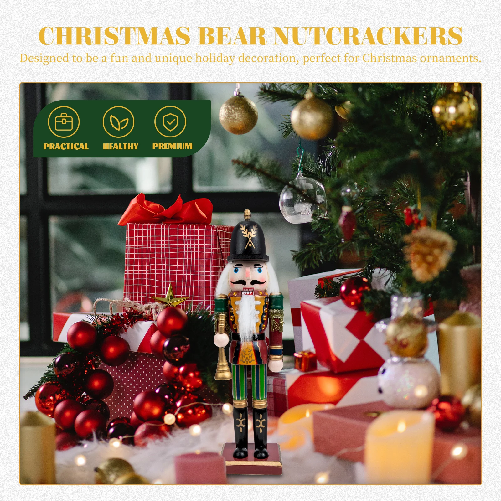 

Festive Wooden Nutcracker Ornament for Christmas Decor Xmas Desktop Decoration Home Hotel Restaurant Decoration Idea