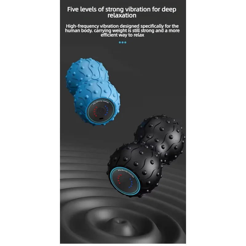 

Перезаряжаемый вибромассажный мяч с 5 режимами, портативный массажер в форме арахиса, вибромассажный ролик для фитнеса, мобильности, йоги и релаксации