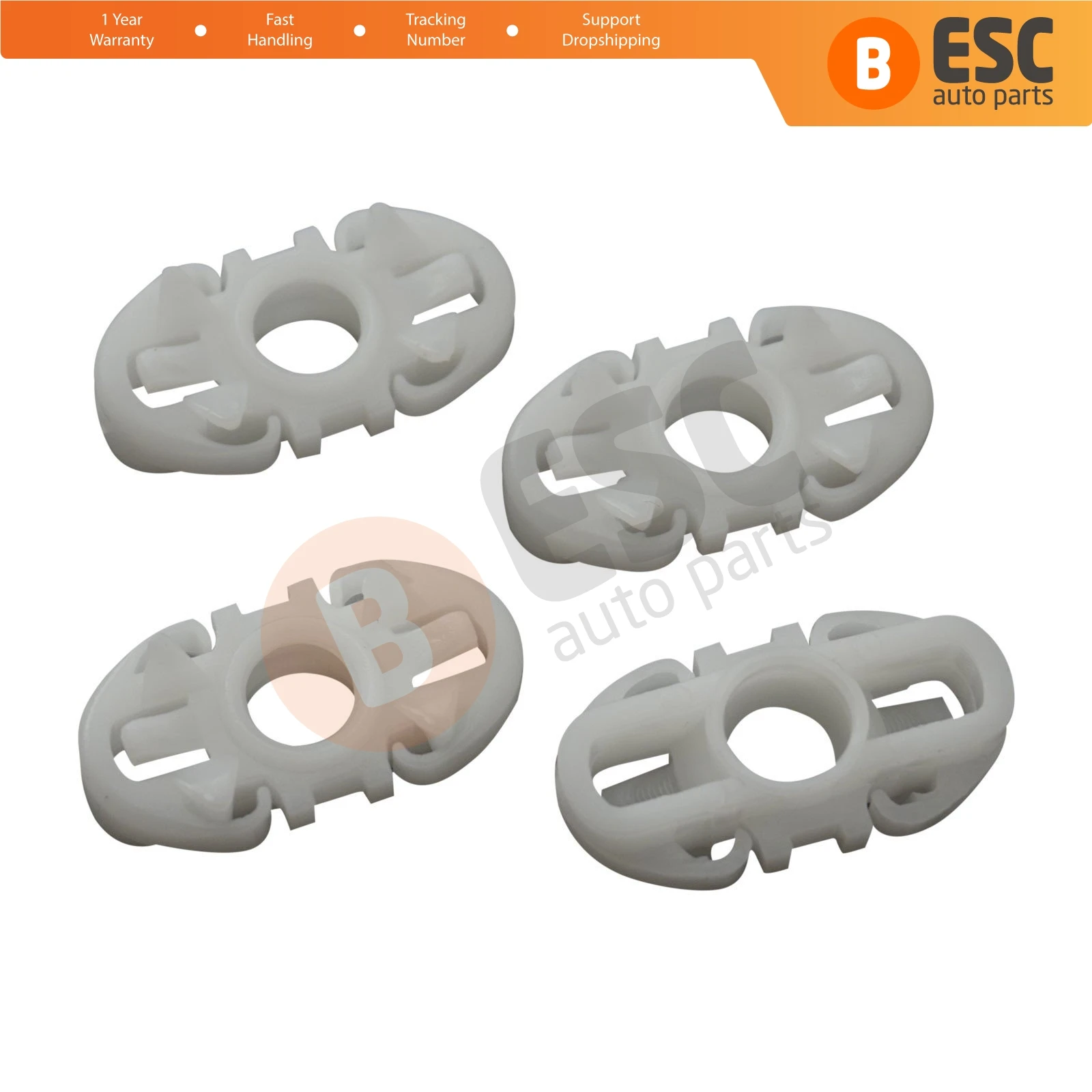 ESC EWR5030 4 Pieces Door Window Guide Glass Track Clips for Ford Transit V100 V120 V190 All Series 1994-2003 Renault Kangoo