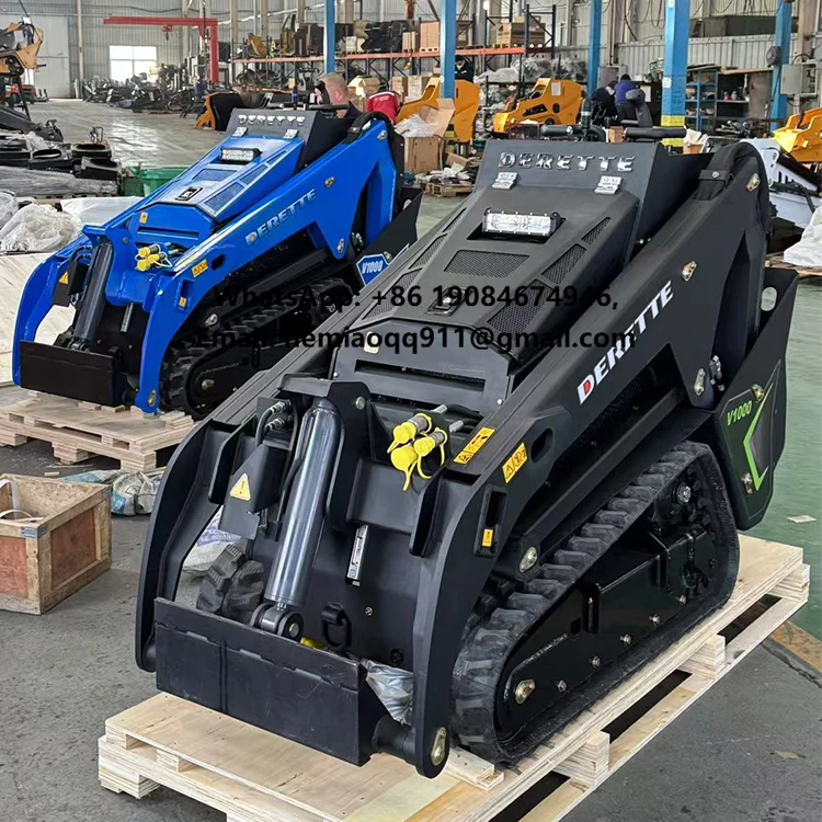 V1000 Mini Skid Steer Loader High Lifting Capacity High Hydraulic Flow Kubota Engine Diesel Power Tracked Loader 2 Years