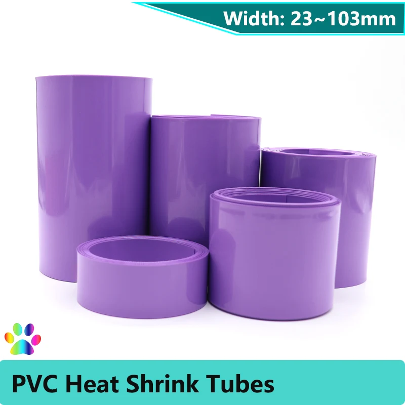 

2/5/10/20M Purple PVC Heat Shrink Tubes Wrap 23~103mm Insulated Cable Sleeve Heat-shrinkable Sheath For Batteries Pack 18650