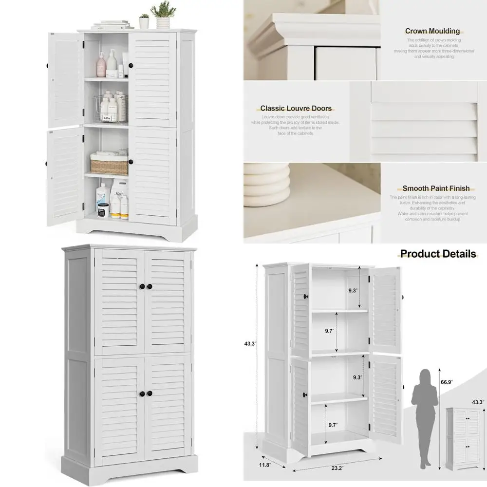 

Шкаф для хранения с 43 стабильными полками и регулируемыми дверцами-жалюзи, классический дизайн, для домашнего использования