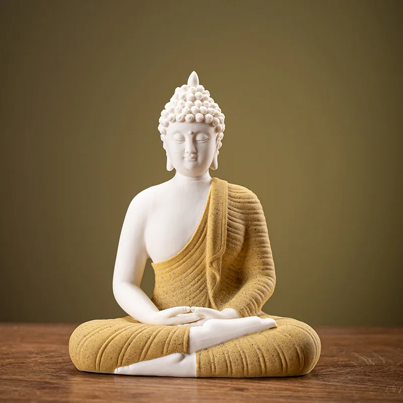 

Ceramic Sakyamuni statue of Rulai Amitabha Buddha Tai Buddha's living room entrance Rewind incense lamp circle