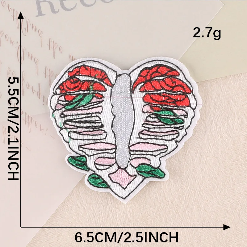 Aufnäher zum Aufnähen für Kleidung, Herz, Eisen, bestickt, schmelzbar, thermoadhäsive Designer-Mochila, Transfers de Con, Plancha, Stoffjeans – Detail 13