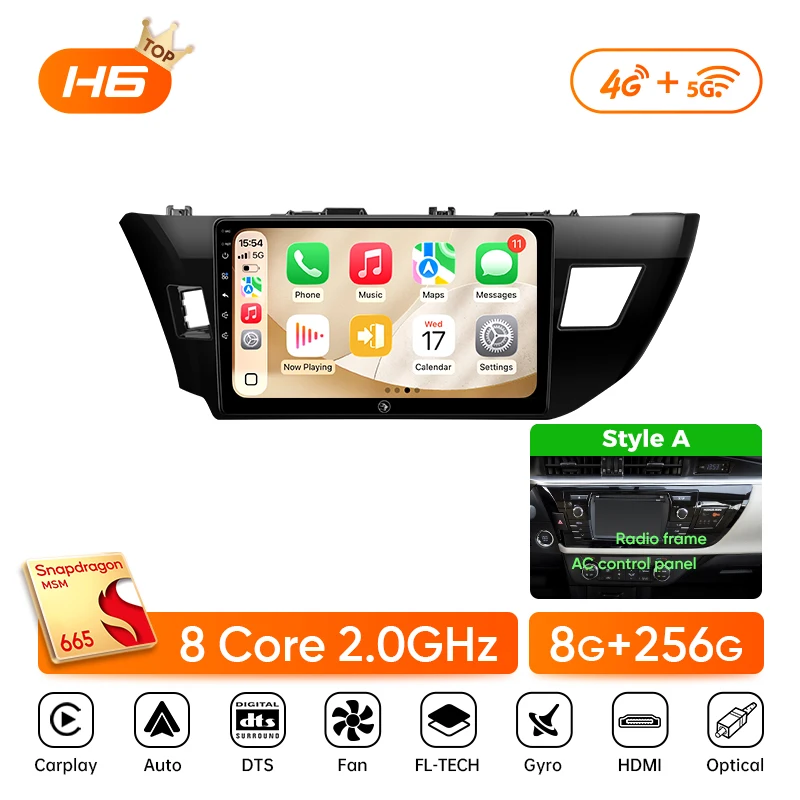 Ainavi Car Radio For Toyota Corolla E160 E170 2014 2015 2016 Wireless Carplay Android Auto 4G Car Multimedia Player Stereo 2 DIN image 3