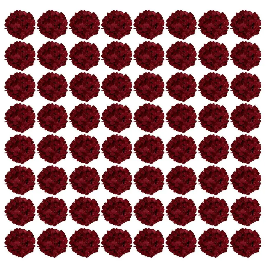 

64 шт. Искусственные цветы гортензии бордового цвета, шелковые головки гортензии на стеблях, искусственные цветы для свадебных композиций, декора дома и т.д.