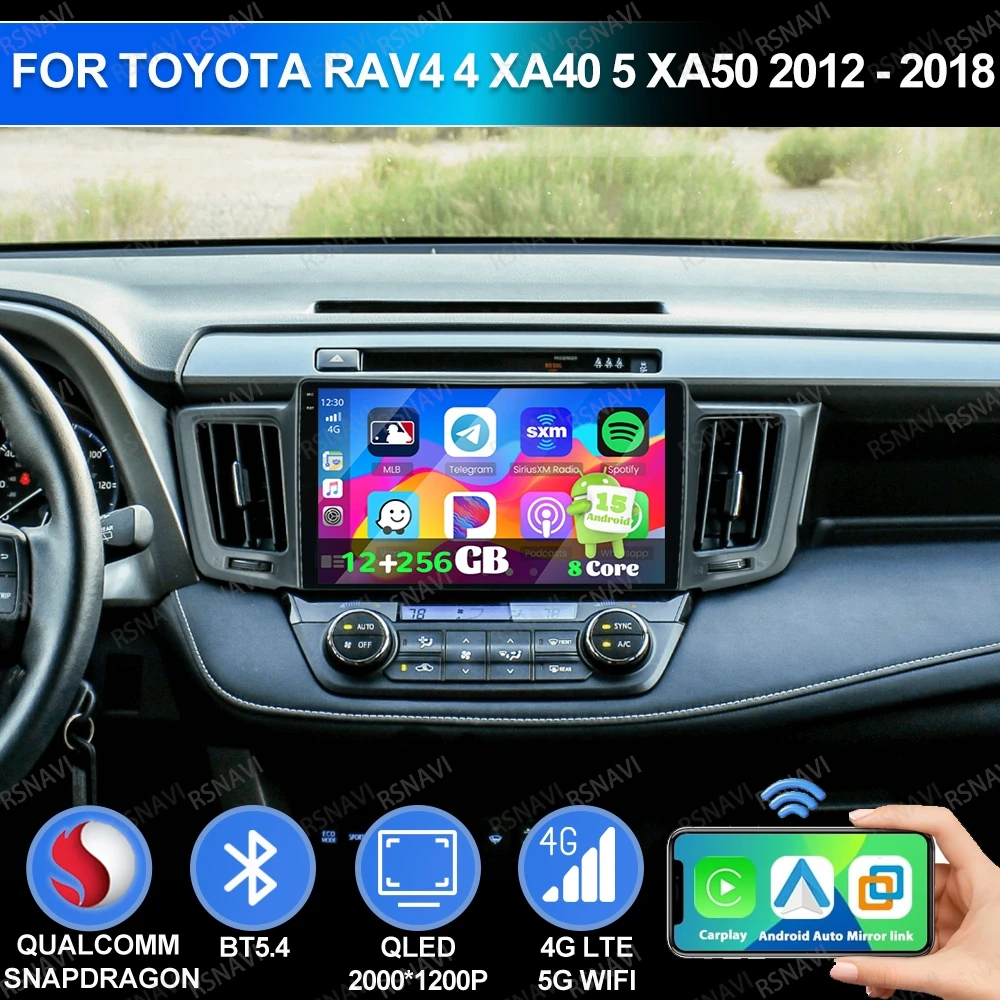

Android 15 для Toyota RAV4 4 XA40 5 XA50 2012-2018 головное устройство Qualcomm BT DSP стерео мультимедиа 5G WIFI GPS АВТО авторадио QLED