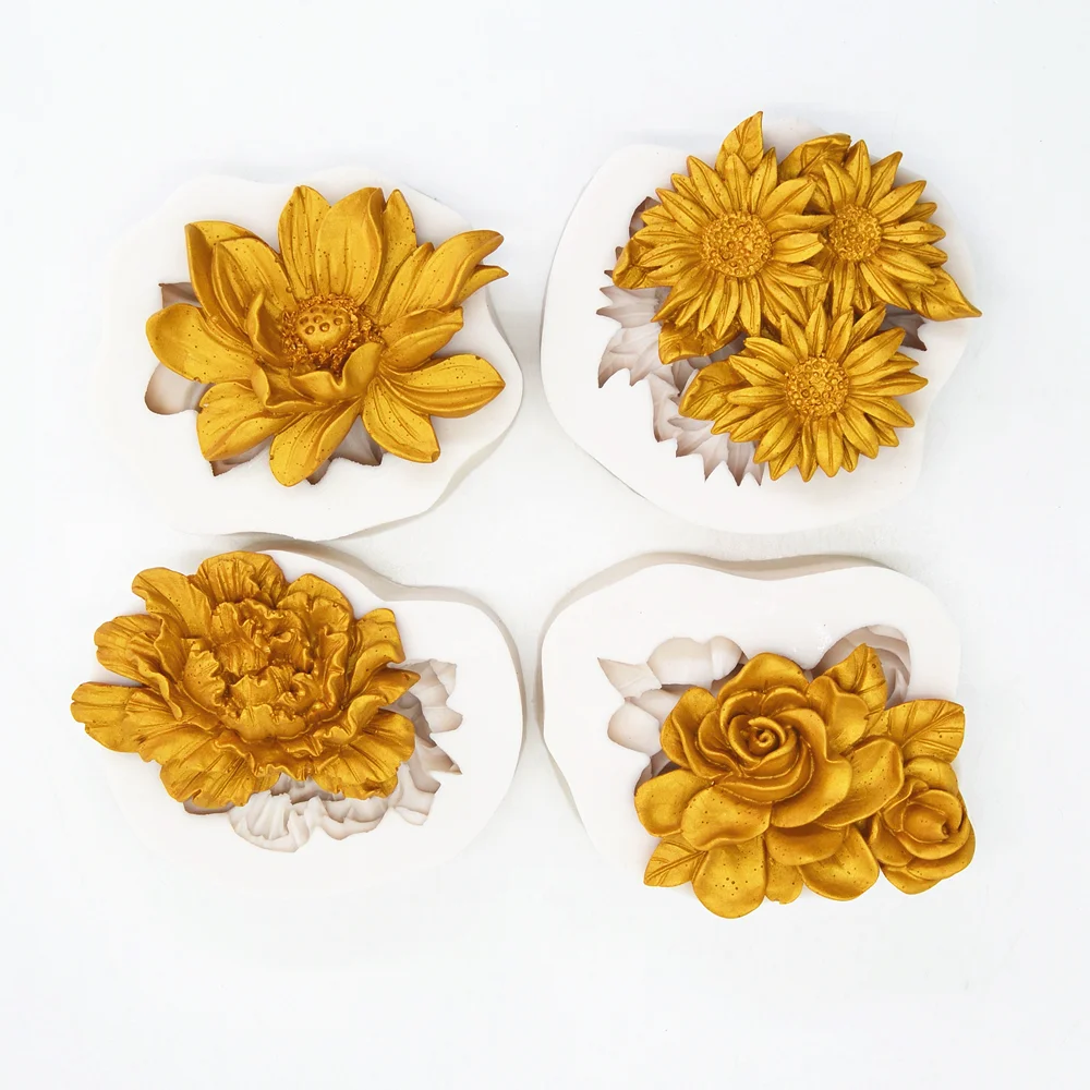 

Flower Silicone Fondant Cake Mold Rose Sunflower Cupcake Jelly Candy Chocolate Decoration For Baking Resin Tool Moulds