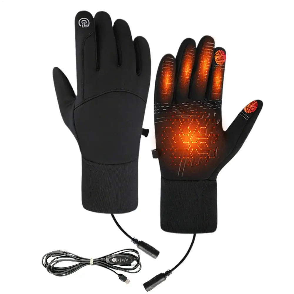 AliExpress NONE winter USB Heating Gloves Warm Electric Heated Gloves Touch Screen Warmth Heating Cycling Thermal Heat Gloves Motorcycle Gloves