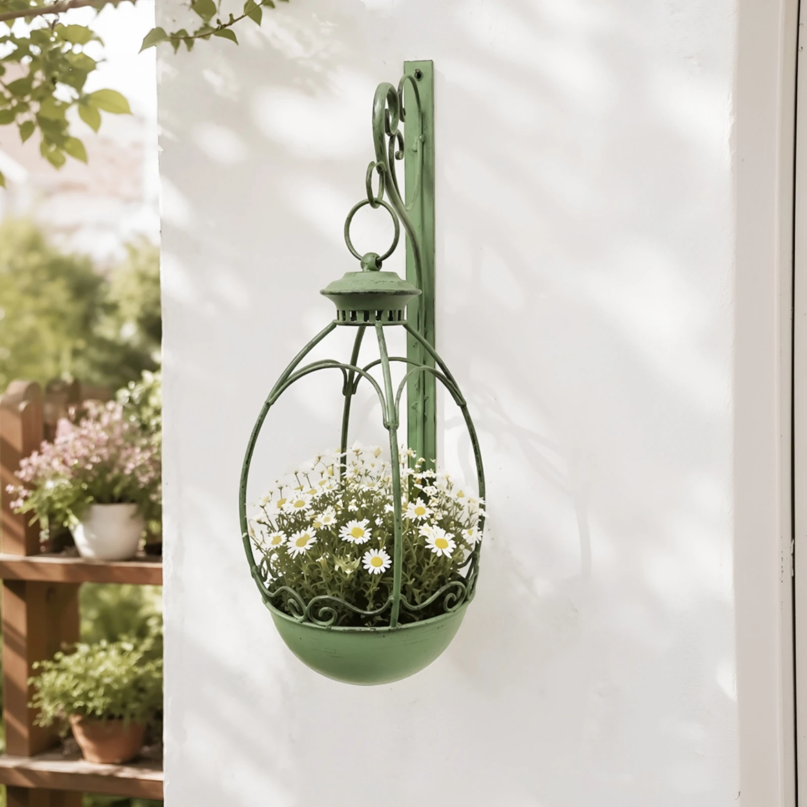 Wall Hanging Planter Scrollwork Lantern Planter Plant Hanger Hook with Bracket Decorative Hanging Basket Wall Hook Heavy Duty view 4