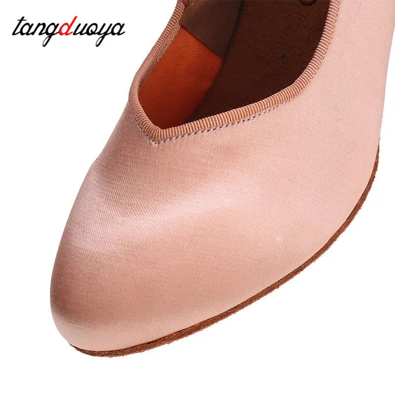 Zapatos de baile modernos para mujer, calzado de fondo suave, estándar nacional, para citas, Tango, baile latino de seda, tacones de 5,5/7,5 cm