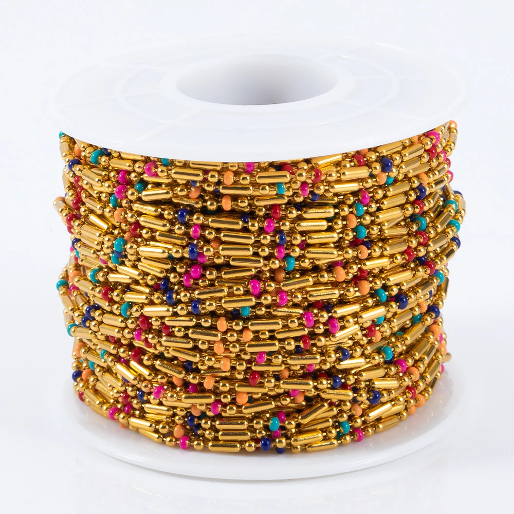 

1 Meter Fashion Stainless Steel Colorful Oil Drip Ball Bead Chain for DIY Necklace Bracelet Jewelry Homemade Chain Accessories