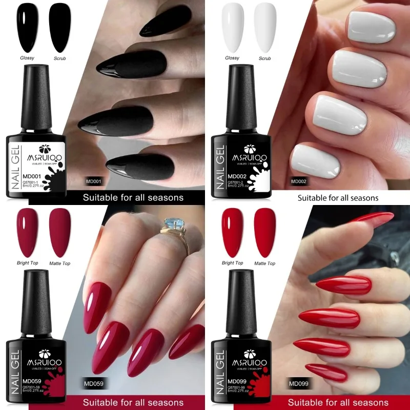 6/8pcs 8ml Red Brown Gel Nail Polish Set Long Lasting Soak Off UV LED Gel for Manicure DIY Nail Supplies Painting Gel Nails Art