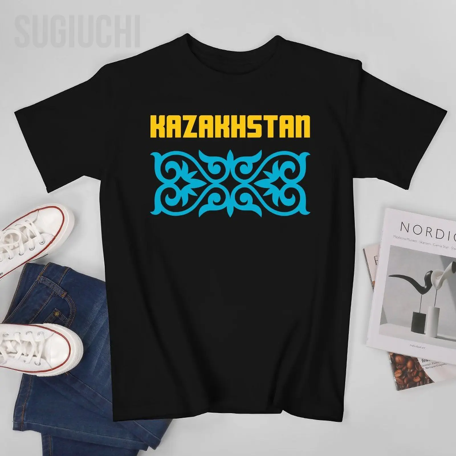 Unisex Men Kazakhstan Flag Kazakh Totem Tshirt Tees T Shirts Women Boys 100% Cotton T-Shirt