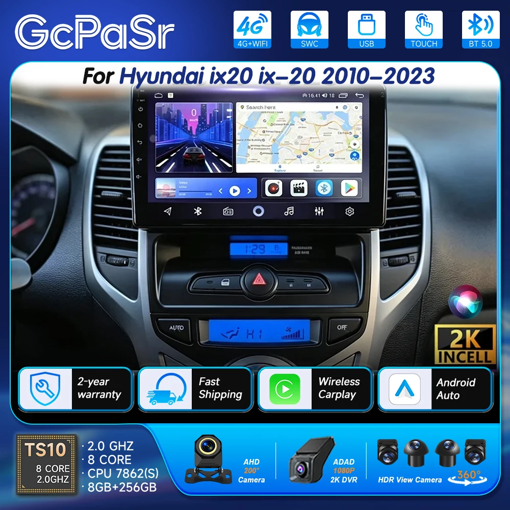 Autoradio Multimedia für Hyundai ix20 ix-20 2010-2023 Auto MT Android 16 Stereo Carplay Navigation Autoradio Head Unit GPS 4G