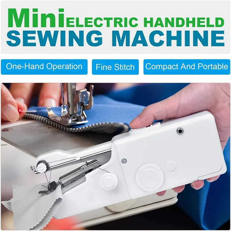 

Mini Sewing Machine Hand Portable Manual Handheld Cordless Electric Sewing Machine Kit Quick Repair DIY Clothes Supplies Tools