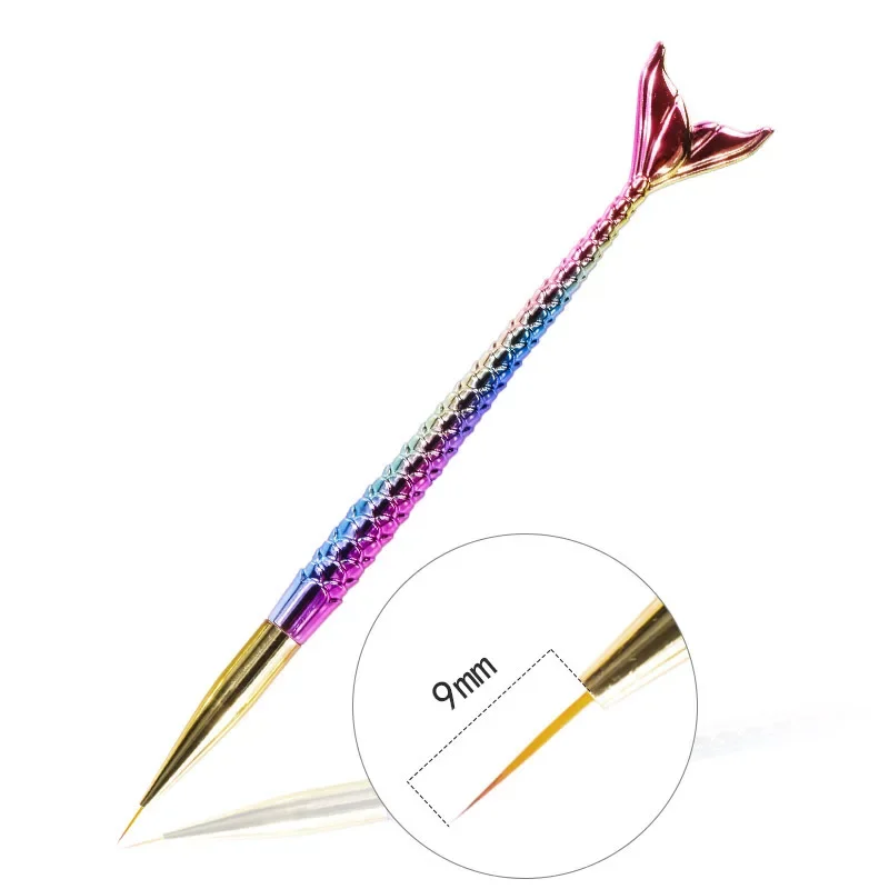 3PCS/Lot New Nail Art Painted Pen Carved Pull Brush Mermaid Pen Rod Gradient Rod Fish Tail Pull Pen Manicure Tools