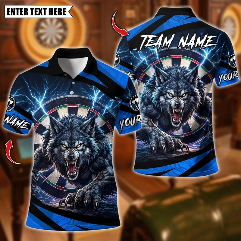 Camisetas Polo con Gráfico de Lobo 2026 para Hombre, Personalizables con Nombre y Nombre del Equipo, Impresión 3D, Holgadas, Transpirables, Uniformes de Equipo
