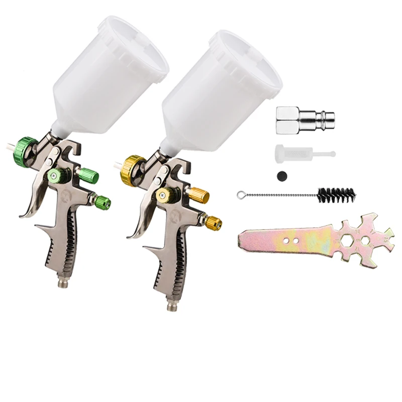 LVLP 1.3mm/1.8mm Air Spray Gun Kit 600cc Fluid Cup Gravity Feed Air Paint Sprayer Mini Handheld 360-degree Paint Spraying Gun