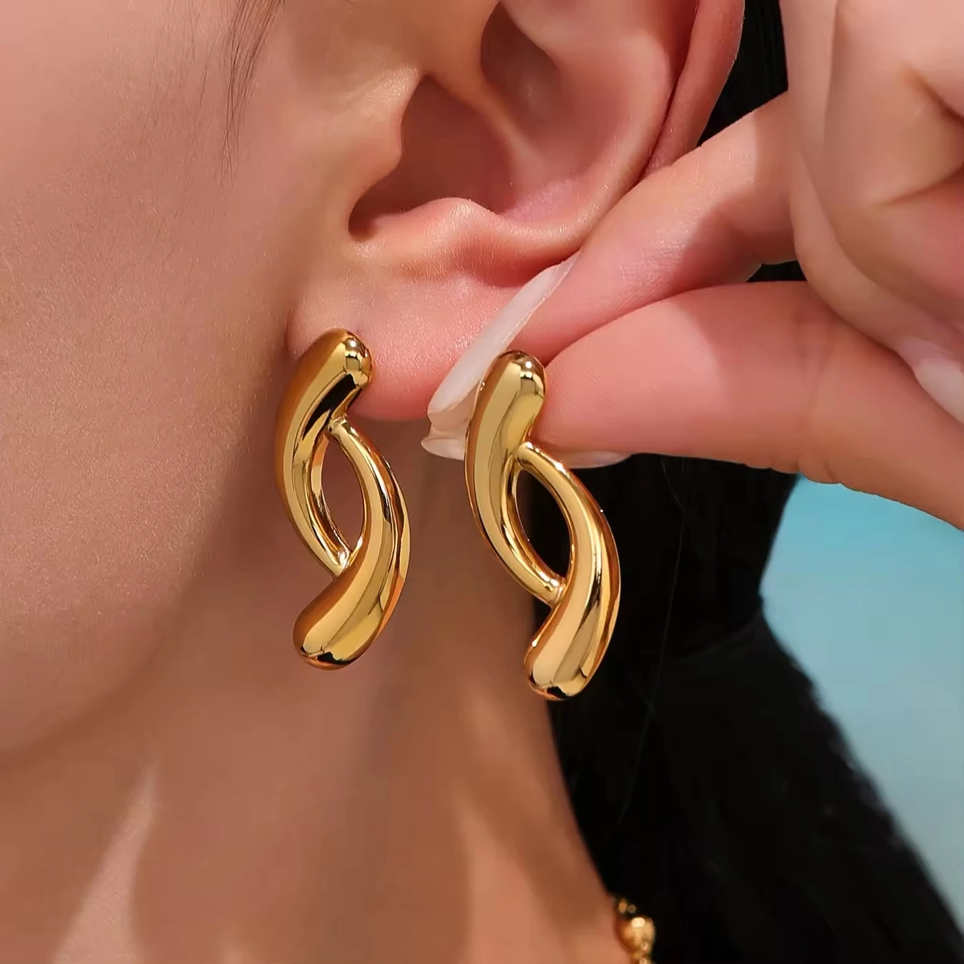 Wasserdichte Unregelmäßige Ohrringe Moderner Schmuck Damen 18K Vergoldeter Edelstahl Trendige Tropfenohrringe
