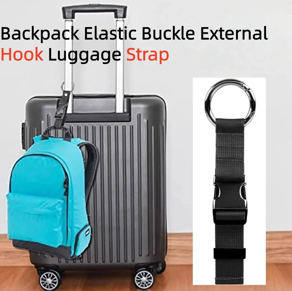 Portable Travel Add-A-Bag Luggage Strap Nylon Jacket Holder with Zinc Alloy Release Buckle for Backpack Hiking Holiday Trip 1 Pc