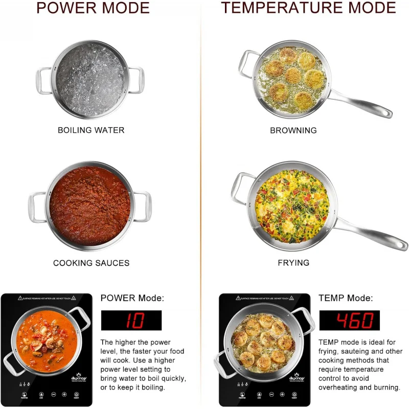 Duxtop-Table de cuisson à induction intégrée, Eva portable à seau, Eva à induction tactile à capteur, verrouillage de sécurité, BT-200T1 1800W/8600BI